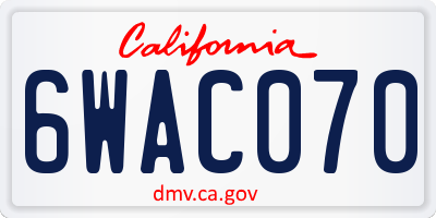 CA license plate 6WAC070