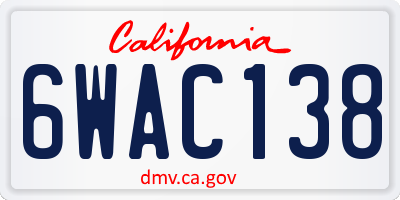CA license plate 6WAC138