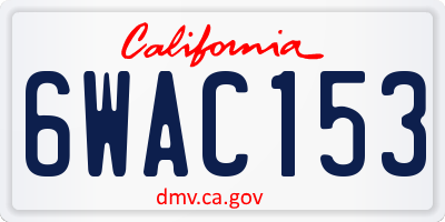 CA license plate 6WAC153