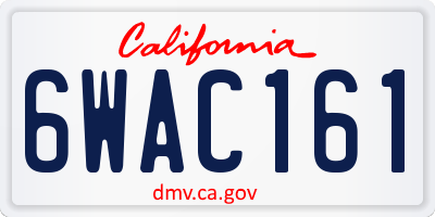 CA license plate 6WAC161