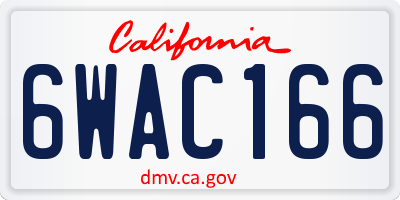 CA license plate 6WAC166