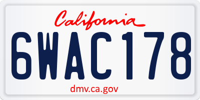 CA license plate 6WAC178
