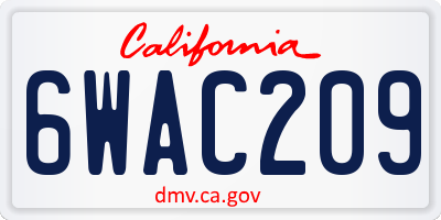 CA license plate 6WAC209
