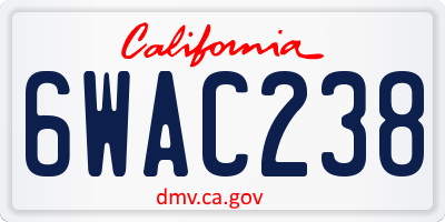 CA license plate 6WAC238