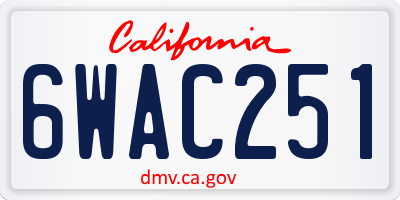 CA license plate 6WAC251