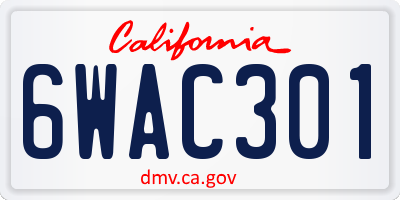 CA license plate 6WAC301