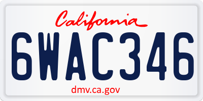 CA license plate 6WAC346