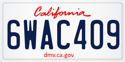 CA license plate 6WAC409