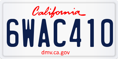 CA license plate 6WAC410