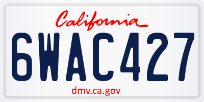 CA license plate 6WAC427