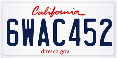 CA license plate 6WAC452