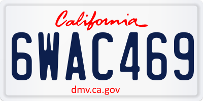 CA license plate 6WAC469