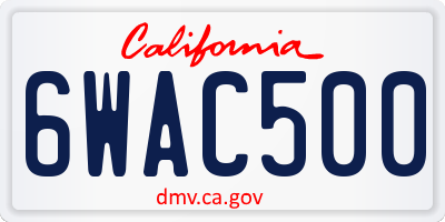 CA license plate 6WAC500
