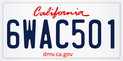 CA license plate 6WAC501