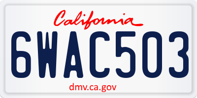 CA license plate 6WAC503