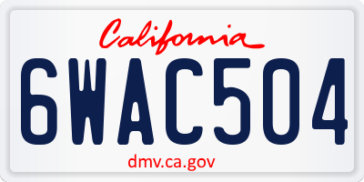 CA license plate 6WAC504
