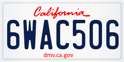 CA license plate 6WAC506