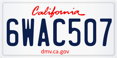 CA license plate 6WAC507