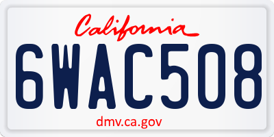 CA license plate 6WAC508