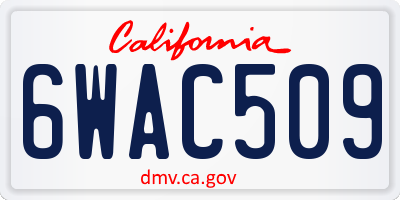 CA license plate 6WAC509