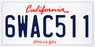 CA license plate 6WAC511