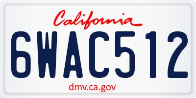 CA license plate 6WAC512