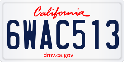 CA license plate 6WAC513