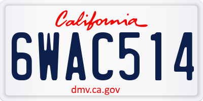 CA license plate 6WAC514