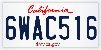 CA license plate 6WAC516