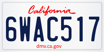 CA license plate 6WAC517