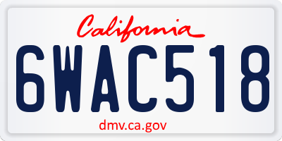 CA license plate 6WAC518