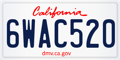 CA license plate 6WAC520
