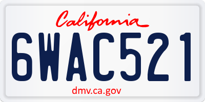 CA license plate 6WAC521