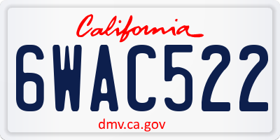 CA license plate 6WAC522
