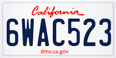 CA license plate 6WAC523