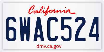 CA license plate 6WAC524
