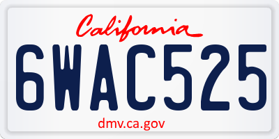 CA license plate 6WAC525
