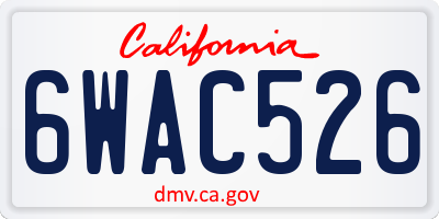 CA license plate 6WAC526