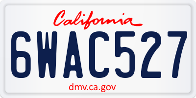 CA license plate 6WAC527