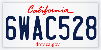 CA license plate 6WAC528