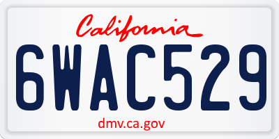 CA license plate 6WAC529