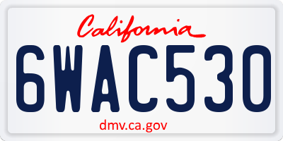 CA license plate 6WAC530