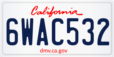 CA license plate 6WAC532
