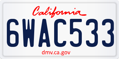 CA license plate 6WAC533