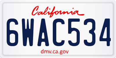 CA license plate 6WAC534
