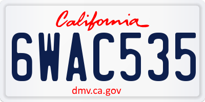 CA license plate 6WAC535