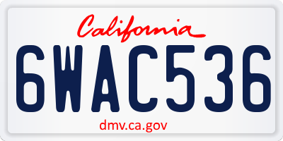 CA license plate 6WAC536