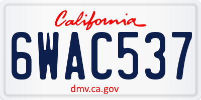 CA license plate 6WAC537
