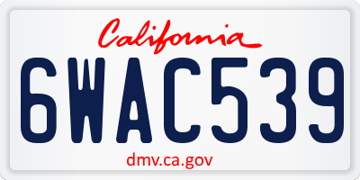 CA license plate 6WAC539