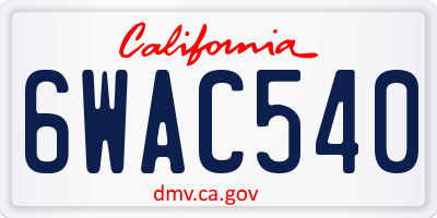 CA license plate 6WAC540